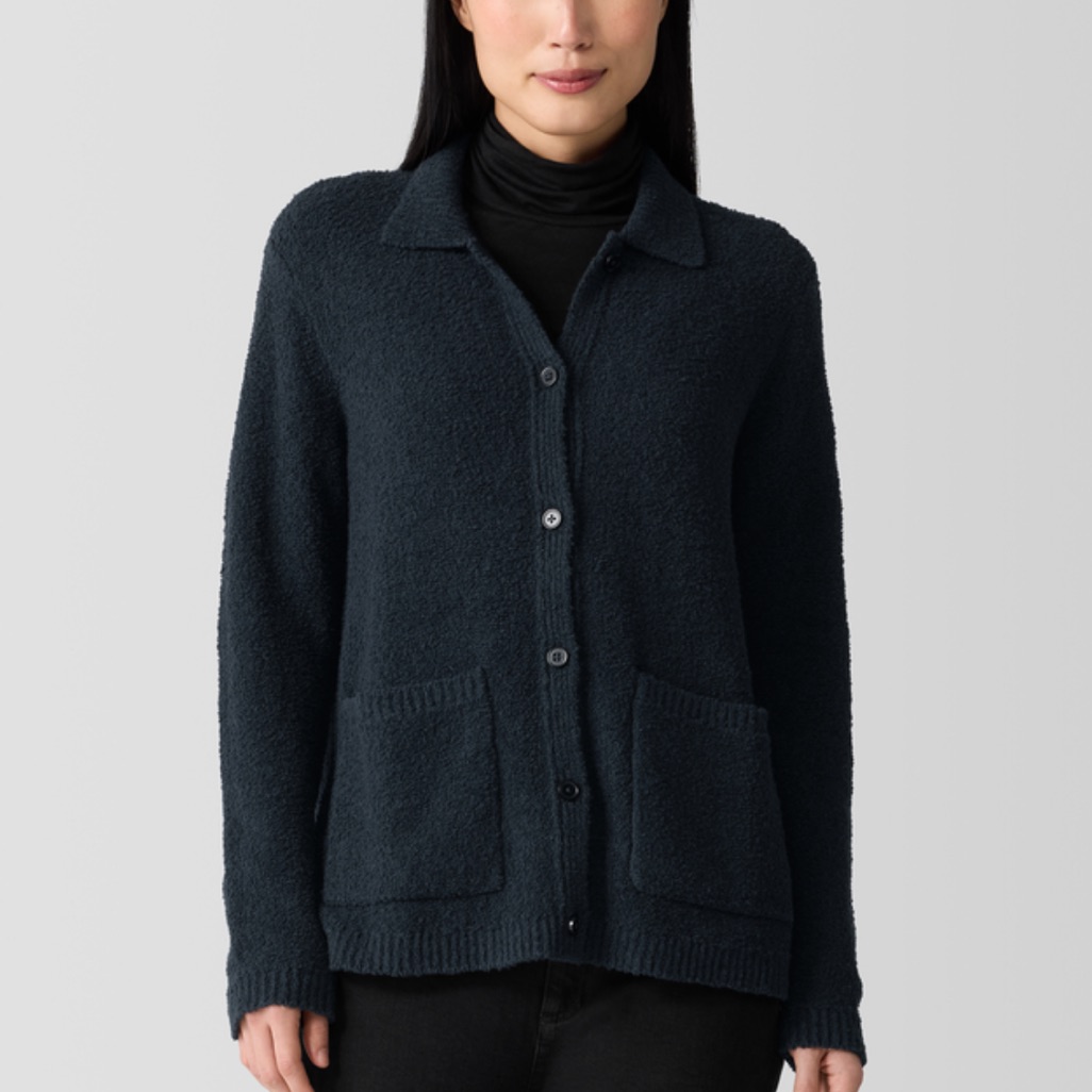 Eileen Fisher Cotton Fluff Classic Collar Cardigan